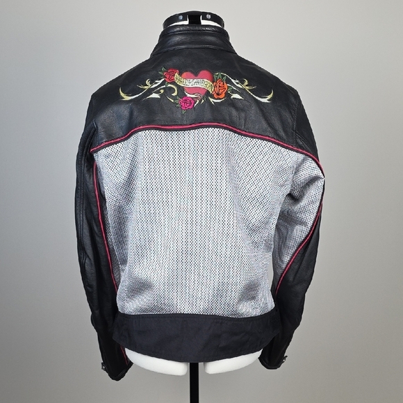 Harley-Davidson Women’s 2-in-1 Leather Riding Jacket – Embroidered Heart & Roses - Picture 10 of 11